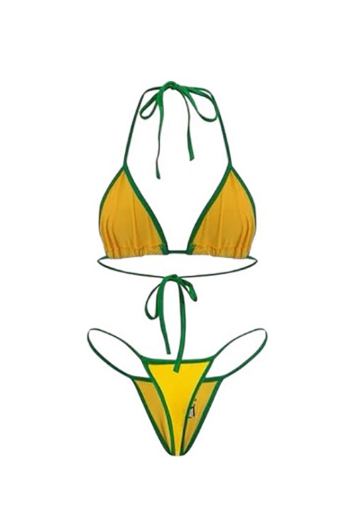 Jamaica Country Flag Green Bikini Two Piece Set in Yellow & Green Colour Rita Faez (@iamritafaez)